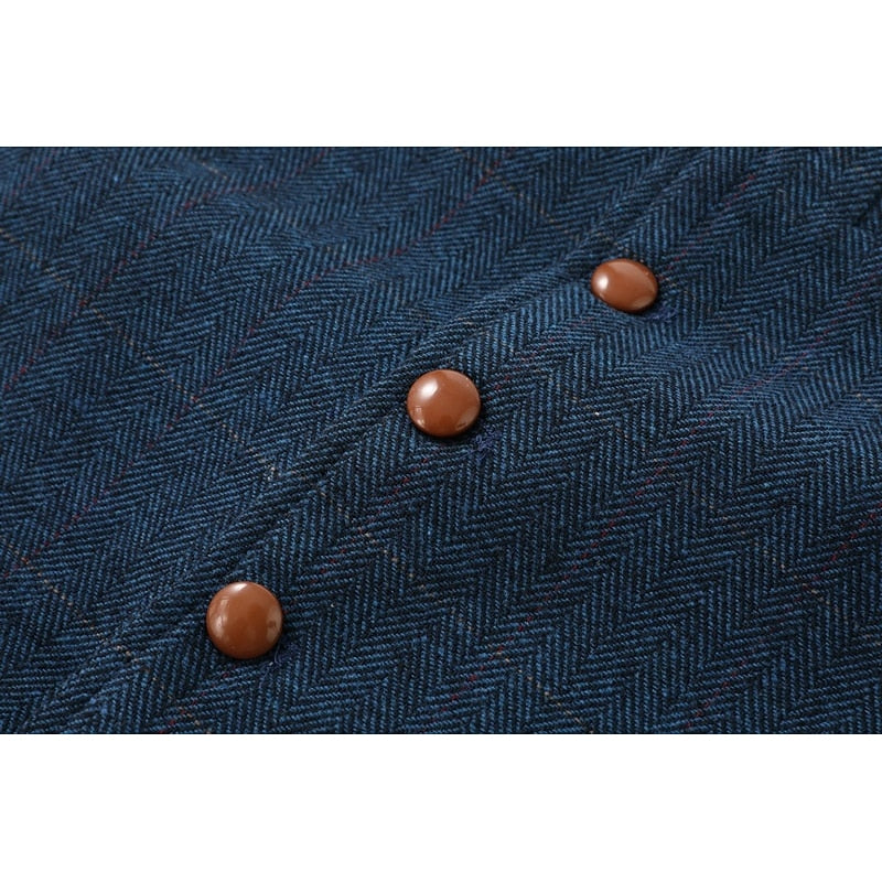 Kacob | Men's Herringbone Waistcoat – Notch Lapel Single Breasted Vest