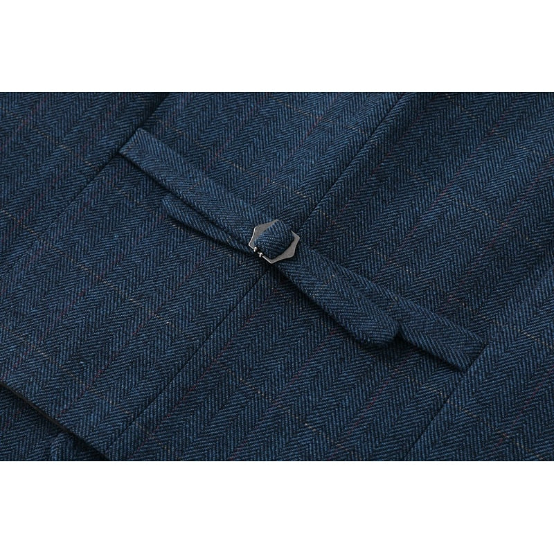 Kacob | Men's Herringbone Waistcoat – Notch Lapel Single Breasted Vest