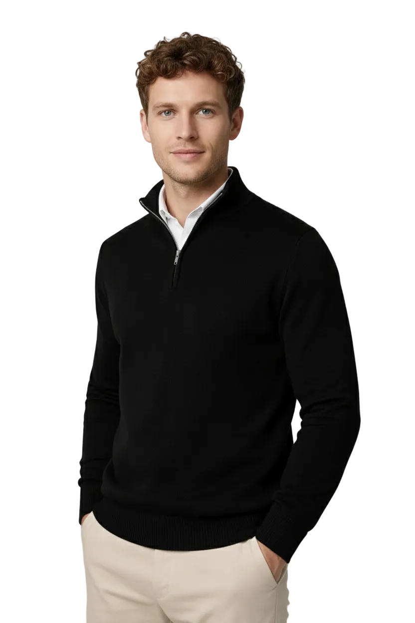 Kacob | Men's High Neck Half Zip Jumper – Quarter Zip Winter Pullover