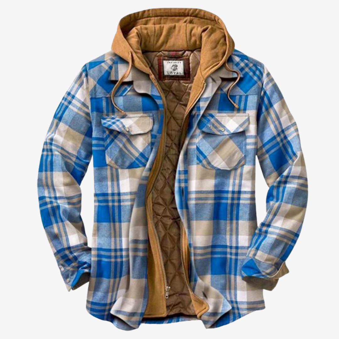 Kacob | Men's Hooded Check Shirt Jacket – Quilted Lined Check Shacket