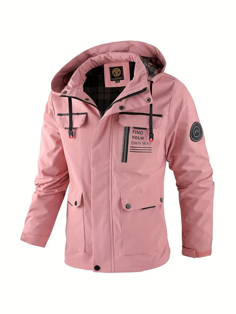 Men's Hooded Winter Jacket – Multi-Pocket Zip Front Outdoor Jacket