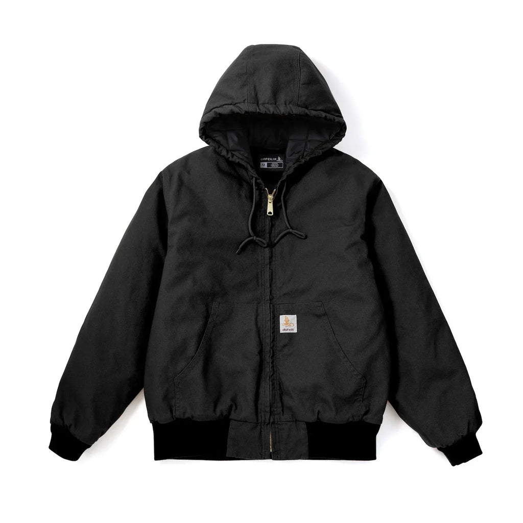 Men's Hooded Workwear Jacket – Quilted Lined Oversized Utility Jacket