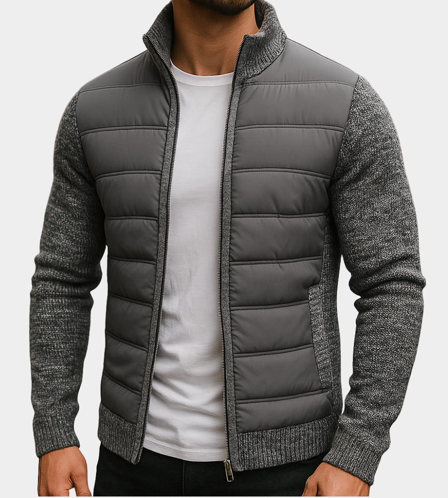 Kacob | Men's Hybrid Quilted Jacket – Knit Sleeve Stand Collar Jacket