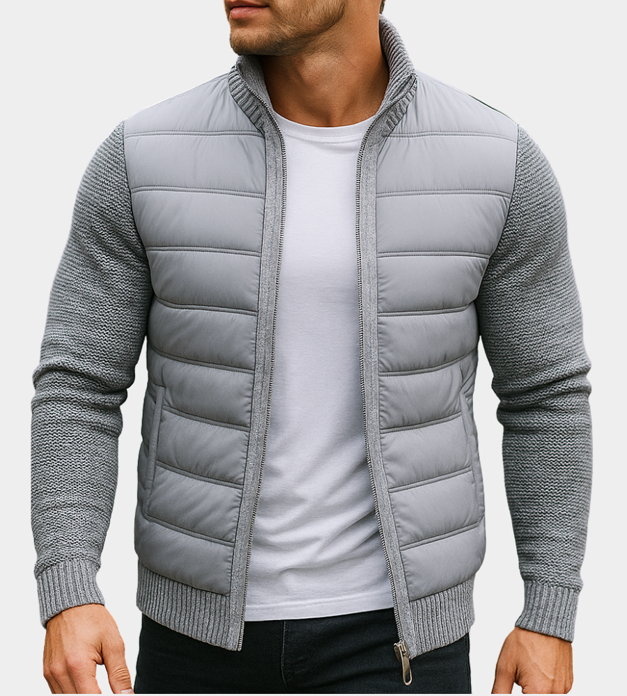 Kacob | Men's Hybrid Quilted Jacket – Knit Sleeve Stand Collar Jacket