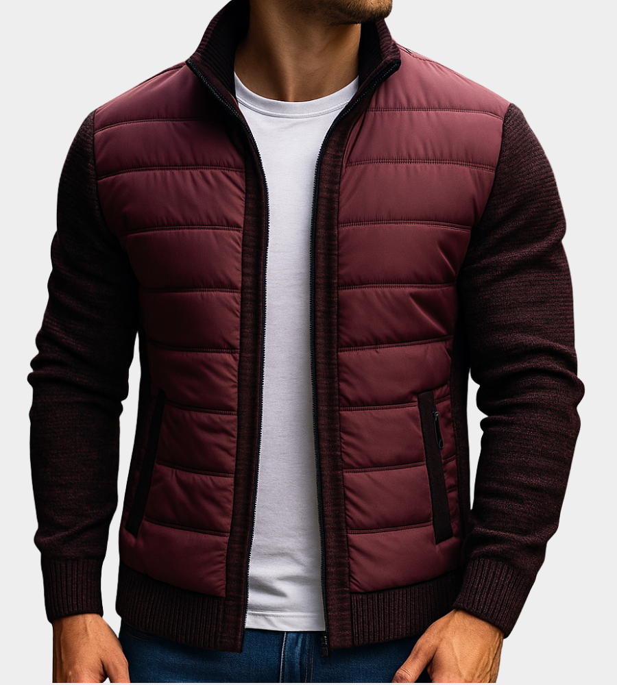 Kacob | Men's Hybrid Quilted Jacket – Knit Sleeve Stand Collar Jacket