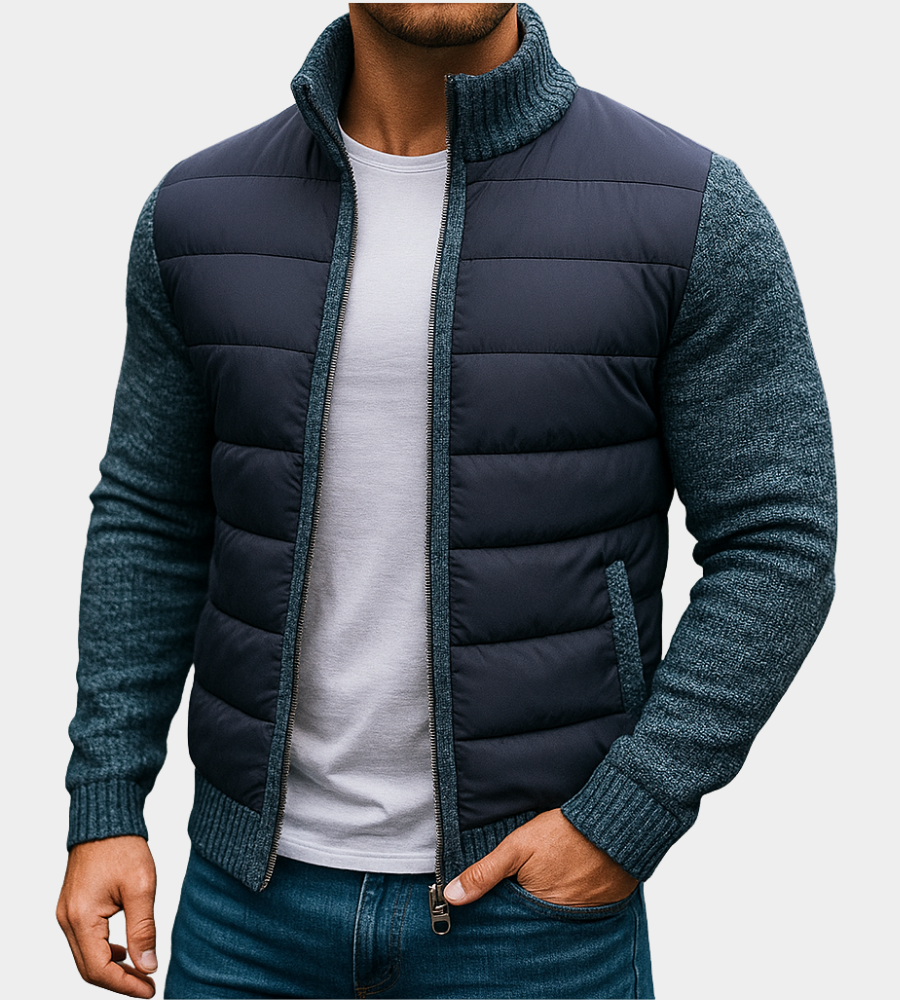 Kacob | Men's Hybrid Quilted Jacket – Knit Sleeve Stand Collar Jacket
