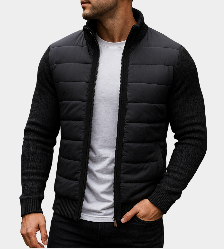 Kacob | Men's Hybrid Quilted Jacket – Knit Sleeve Stand Collar Jacket