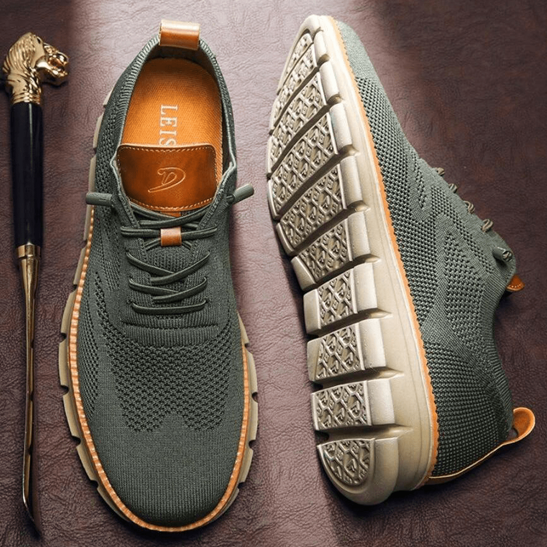 Kacob | Men's Knit Trainers – Lace Up Walking Shoes with Cushioned Sole