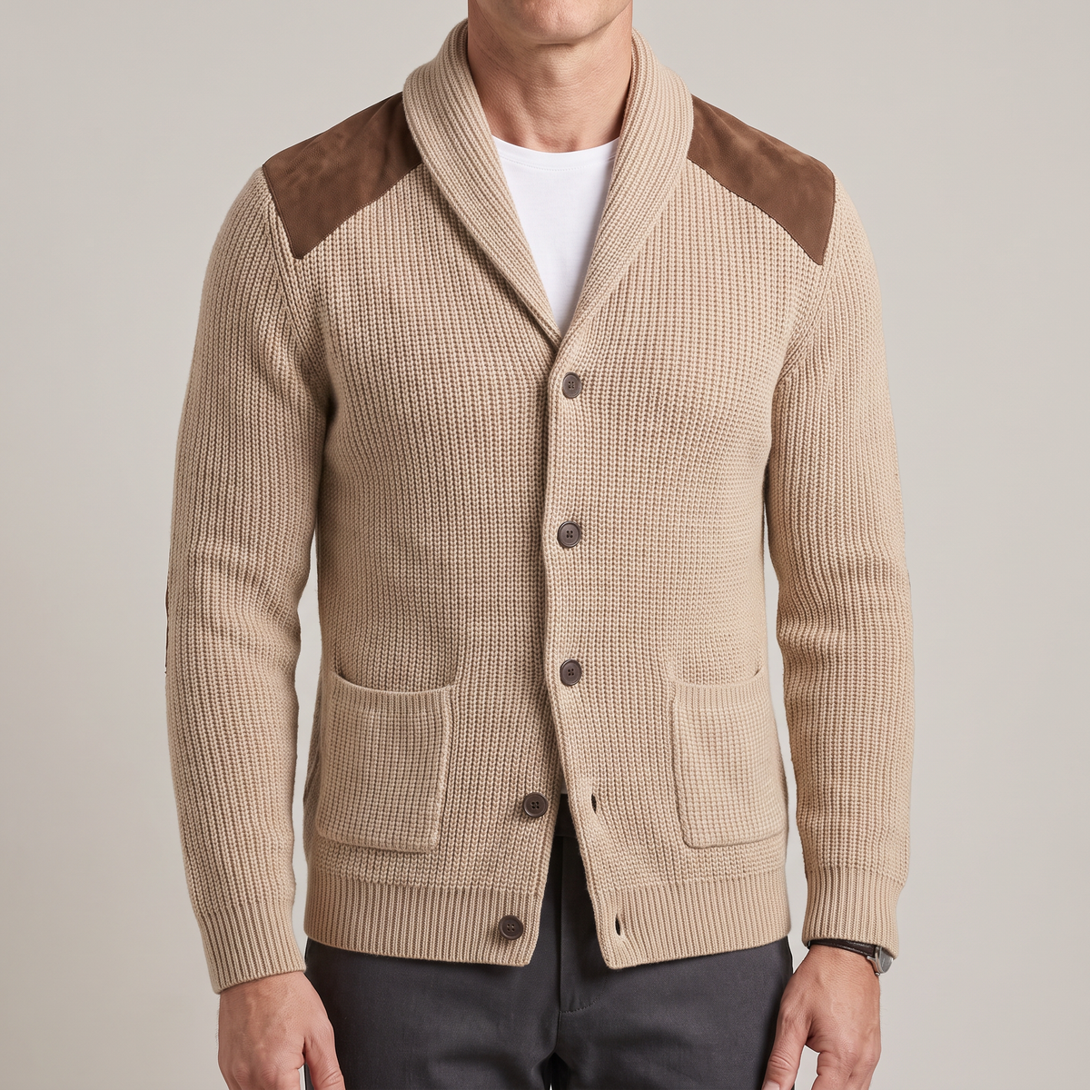 Kacob | Men's Knitted Blazer – Elbow Patch Smart Casual Jacket