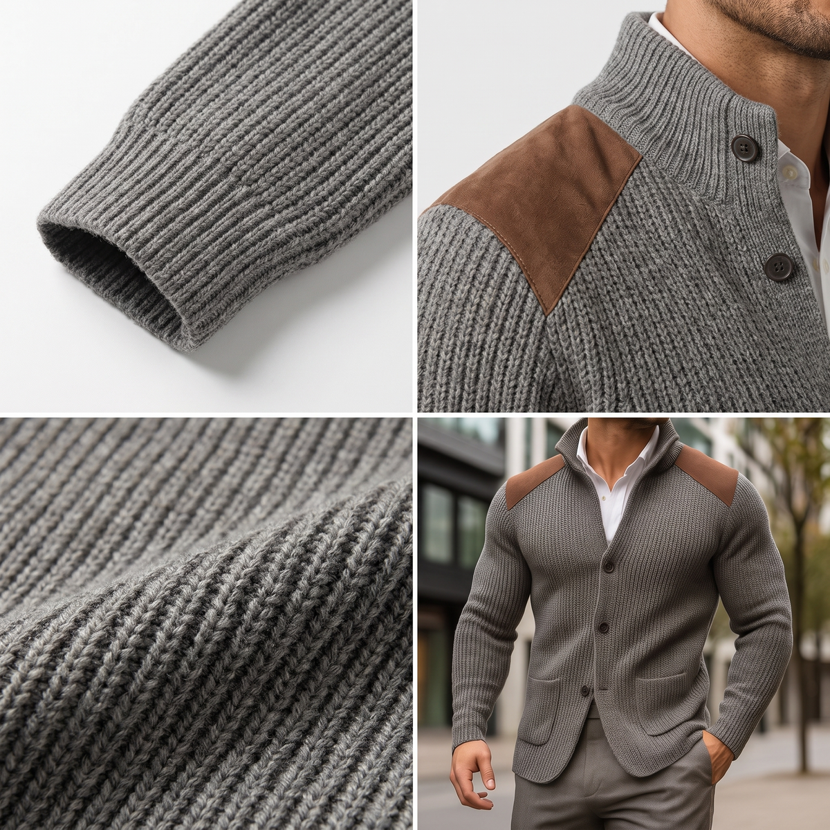 Kacob | Men's Knitted Blazer – Elbow Patch Smart Casual Jacket