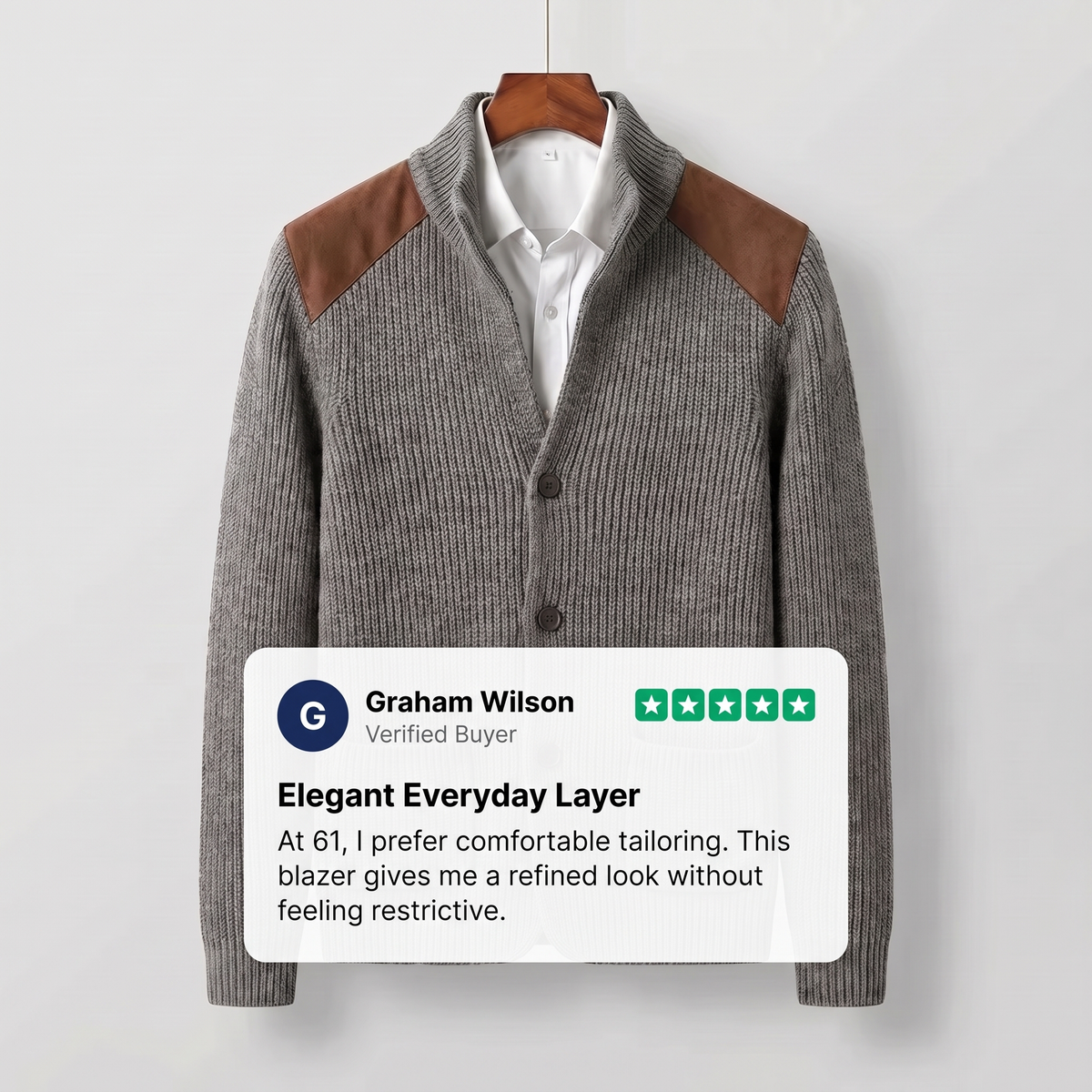 Kacob | Men's Knitted Blazer – Elbow Patch Smart Casual Jacket