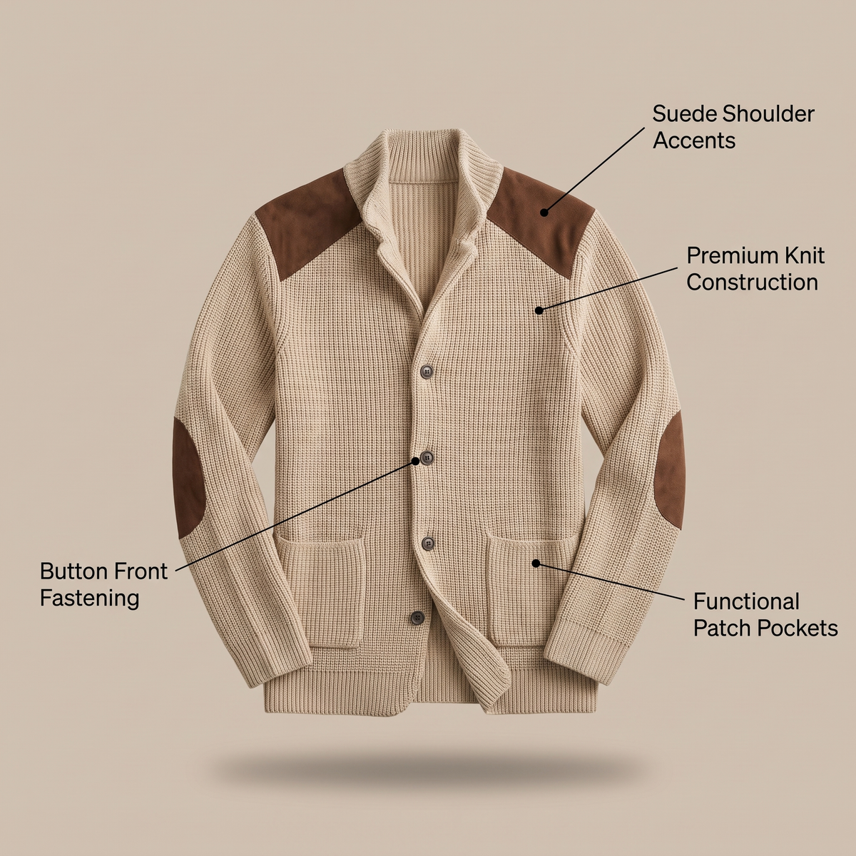 Kacob | Men's Knitted Blazer – Elbow Patch Smart Casual Jacket