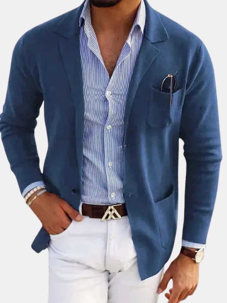 Kacob | Men's Knitted Blazer Jacket – Notch Lapel Smart Jacket