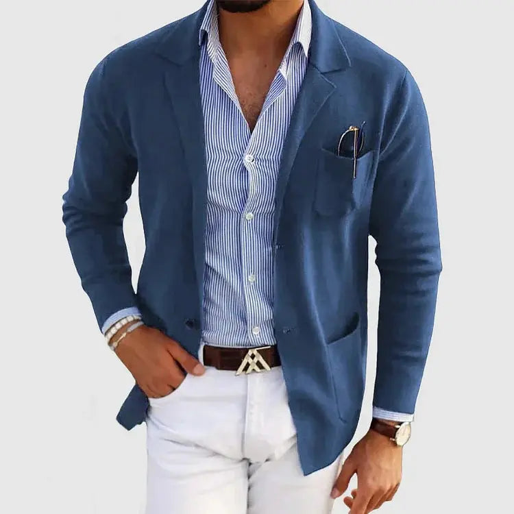 Kacob | Men's Knitted Blazer Jacket – Notch Lapel Smart Jacket