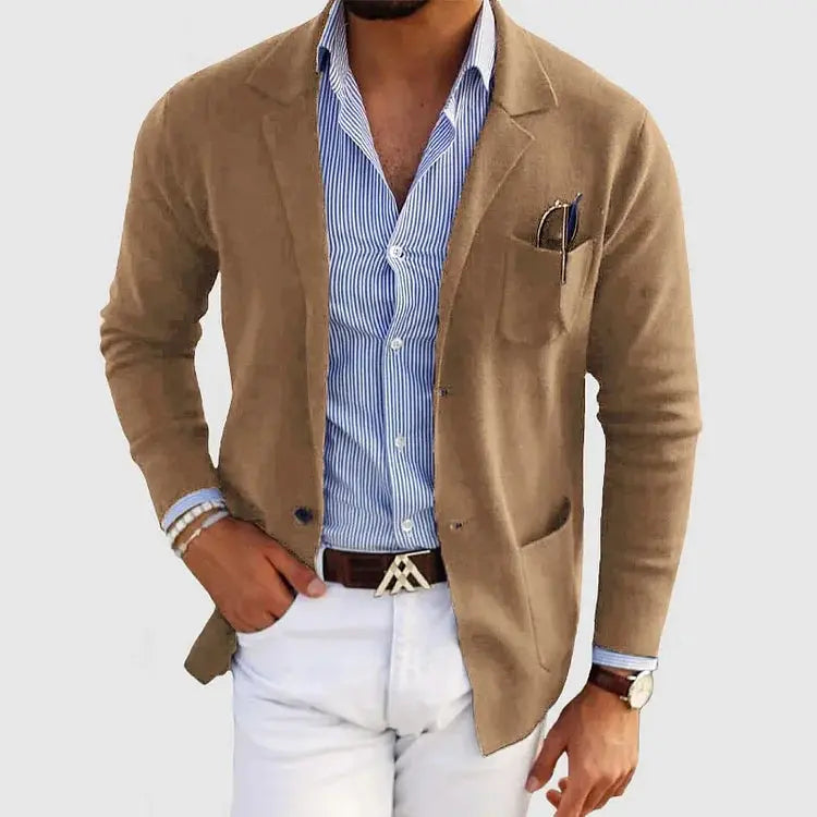 Kacob | Men's Knitted Blazer Jacket – Notch Lapel Smart Jacket