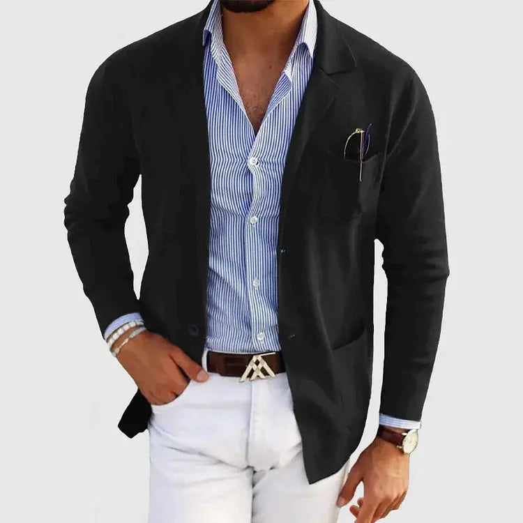 Kacob | Men's Knitted Blazer Jacket – Notch Lapel Smart Jacket