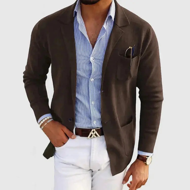 Kacob | Men's Knitted Blazer Jacket – Notch Lapel Smart Jacket