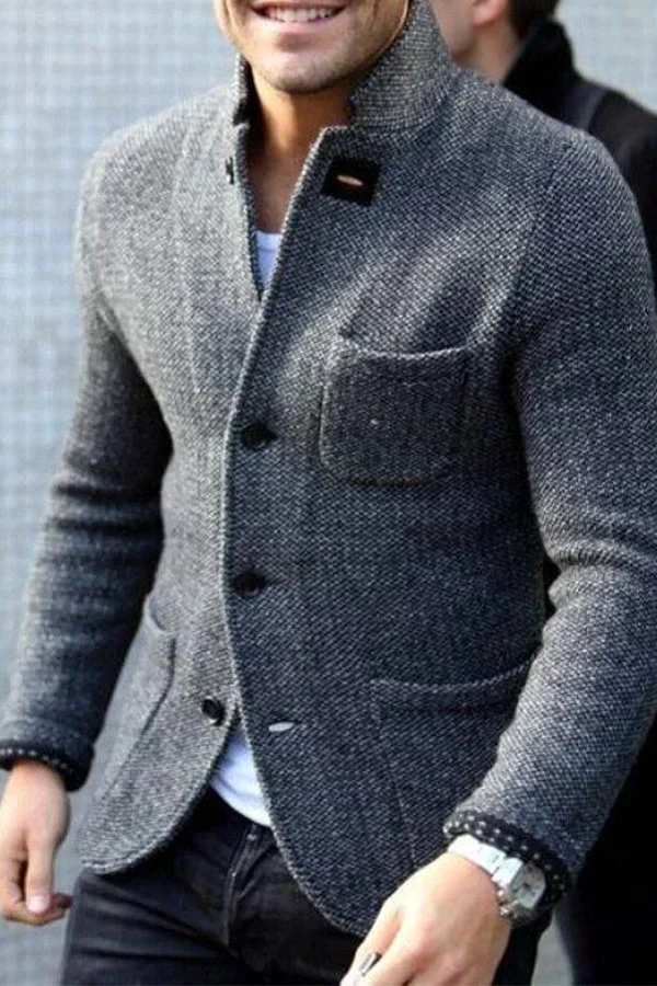 Kacob | Men's Knitted Blazer – Textured Cardigan Jacket with Pockets