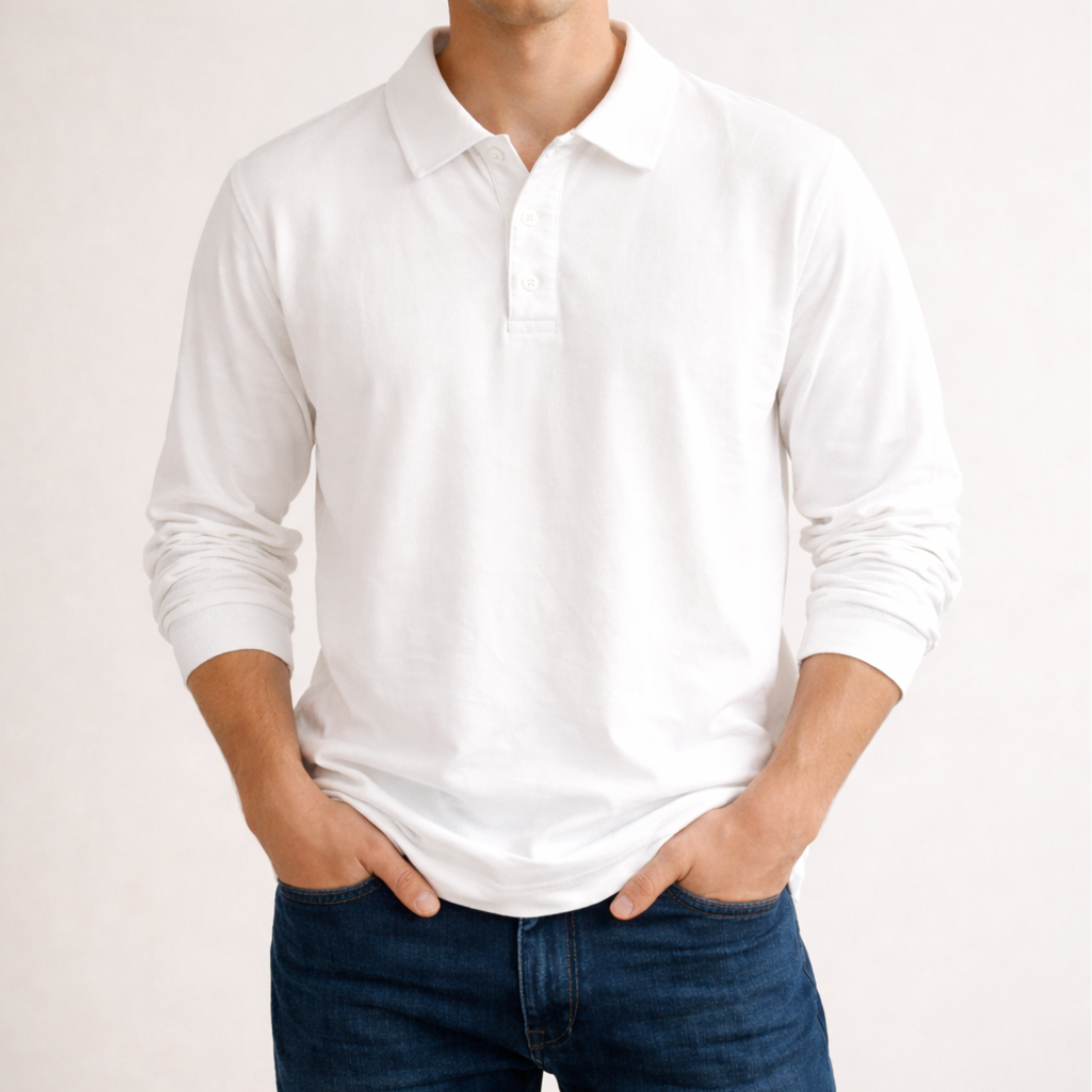 Kacob | Men's Knitted Polo Jumper – Long Sleeve Button Collar Knit