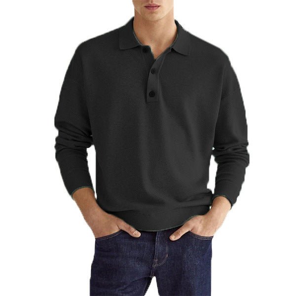 Kacob | Men's Knitted Polo Jumper – Long Sleeve Button Collar Knit