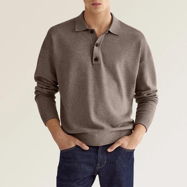 Kacob | Men's Knitted Polo Jumper – Long Sleeve Button Collar Knit