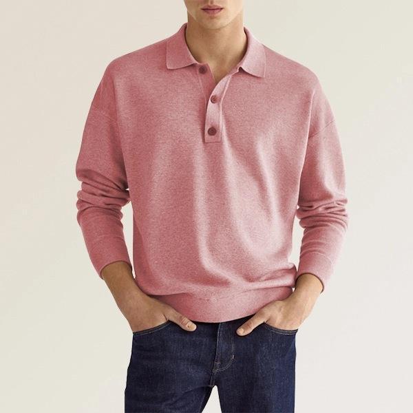 Kacob | Men's Knitted Polo Jumper – Long Sleeve Button Collar Knit