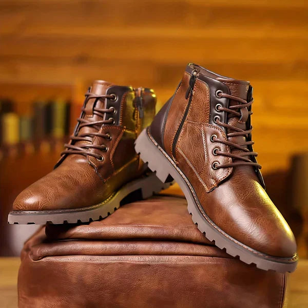 Kacob | Men's Lace Up Boots – Side Zip Casual Ankle Boots