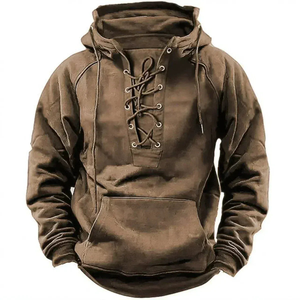 Kacob | Men's Lace Up Hoodie – Vintage Pullover Hooded Sweatshirt