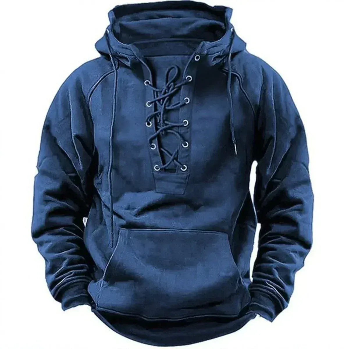 Kacob | Men's Lace Up Hoodie – Vintage Pullover Hooded Sweatshirt