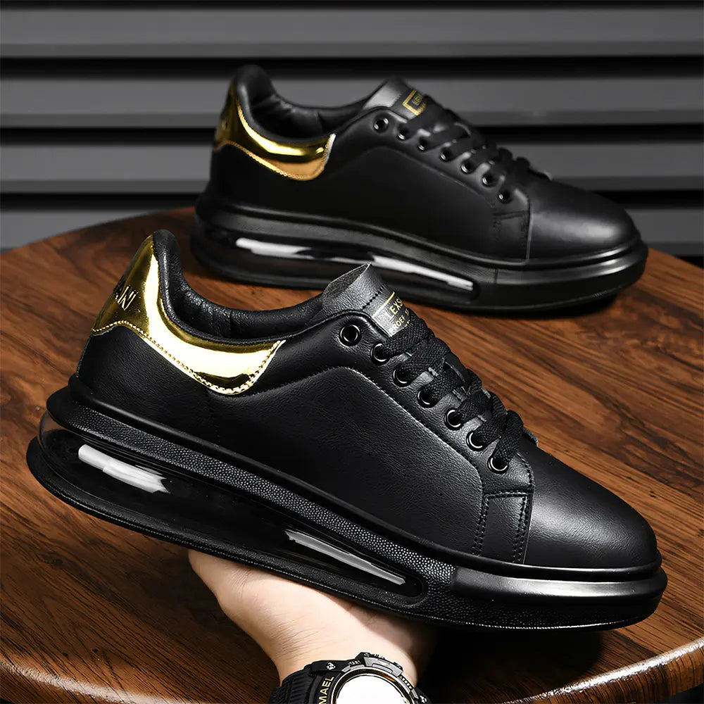 Men's Lace-Up Platform Trainers – Metallic Trim Casual Trainers