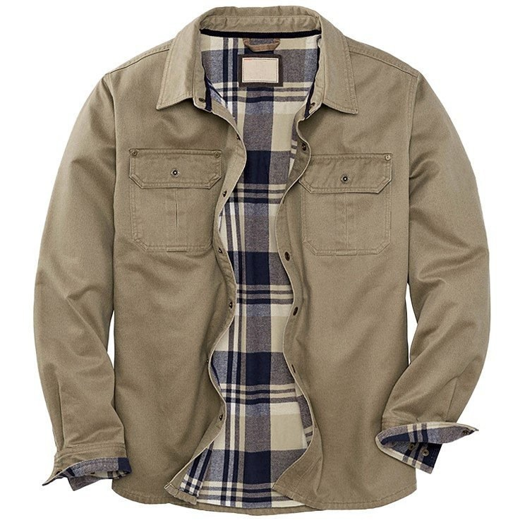 Kacob | Men's Lined Trucker Jacket – Button Front Shirt Jacket Overshirt