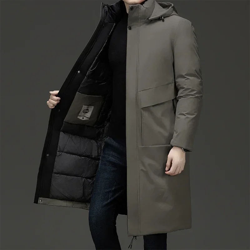 Kacob | Men's Long Hooded Winter Coat – Zip Up Mens Long Coat