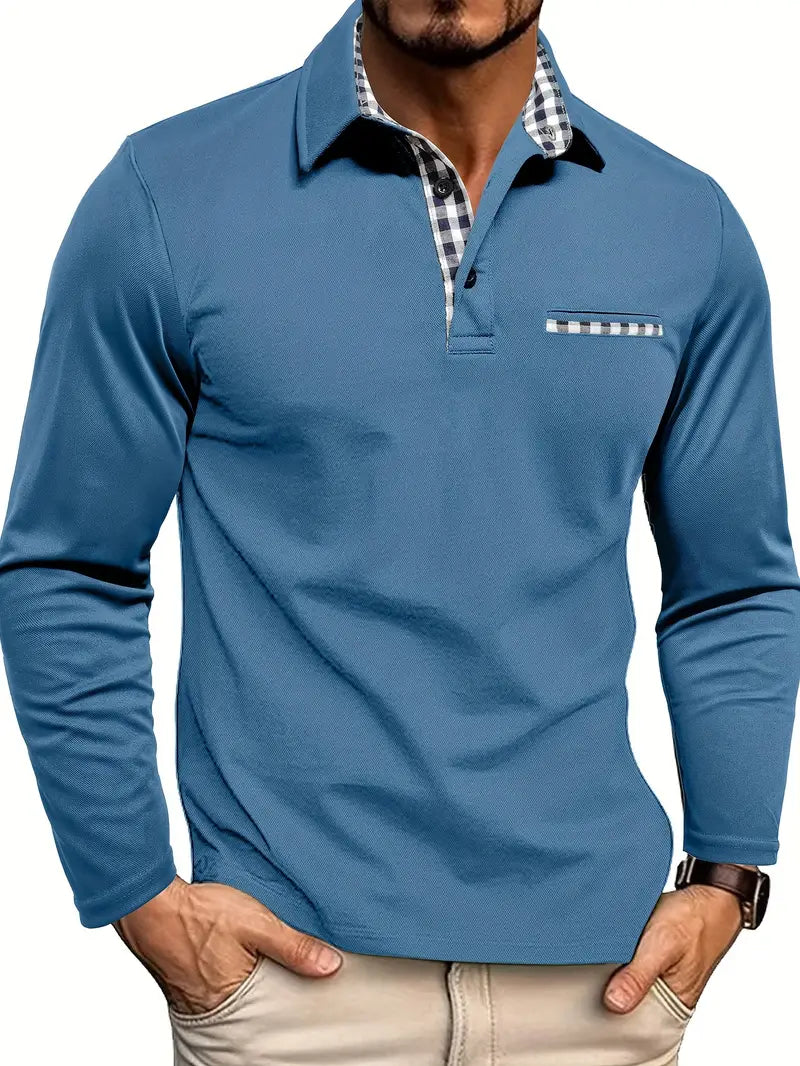 Kacob | Men's Long Sleeve Polo Shirt – Classic Collar Smart Casual Top