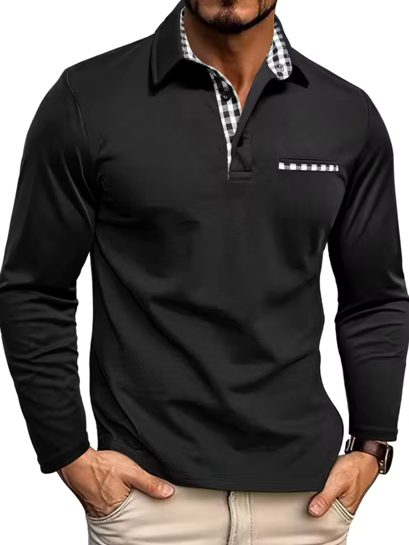 Kacob | Men's Long Sleeve Polo Shirt – Classic Collar Smart Casual Top