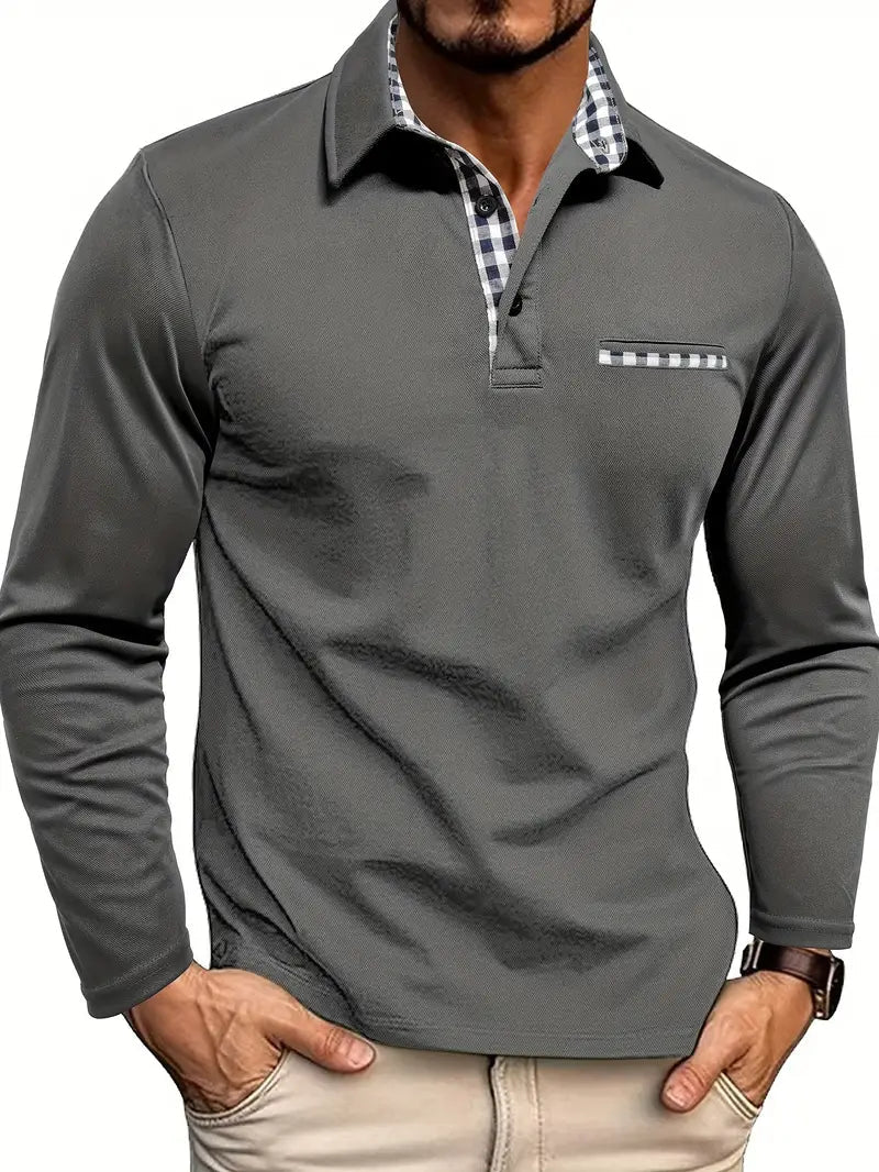 Kacob | Men's Long Sleeve Polo Shirt – Classic Collar Smart Casual Top