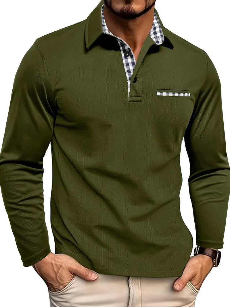Kacob | Men's Long Sleeve Polo Shirt – Classic Collar Smart Casual Top