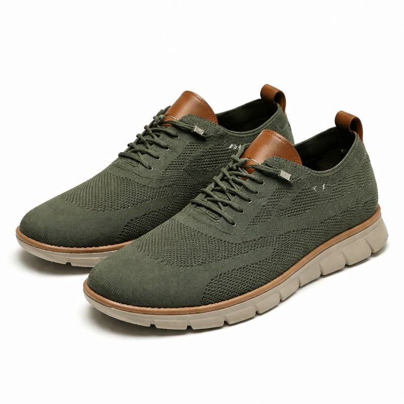 Kacob | Men's Mesh Lace-Up Trainers – Padded Collar Casual Mens Trainers