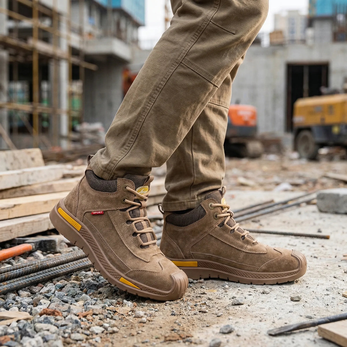 Men's Mid-Top Toe Cap Lace-Up Work Boots
