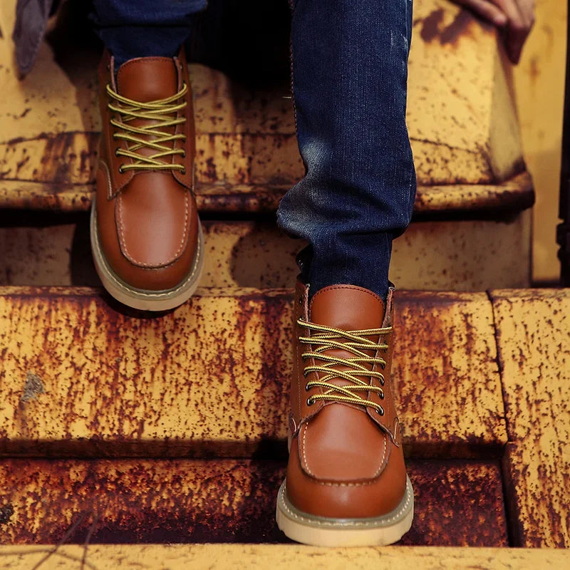 Kacob | Men's Moc Toe Boots – Lace Up Work Style Boots