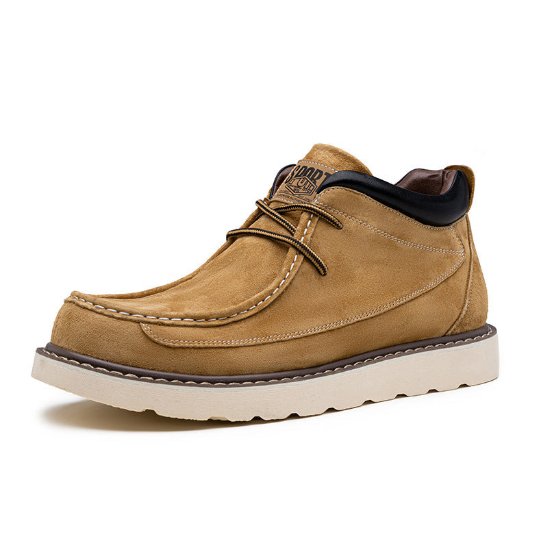 Men's Moc Toe Wedge Chukka Boots – Lace Up Suede-Look Casual Boots