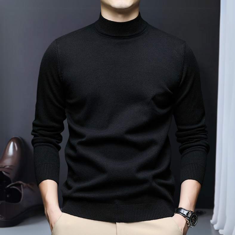 Kacob | Men's Mock Neck Jumper – Slim Fit Turtleneck Knit