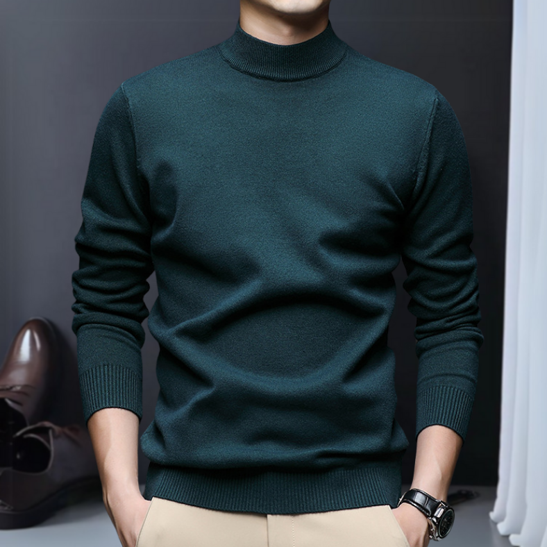 Kacob | Men's Mock Neck Jumper – Slim Fit Turtleneck Knit