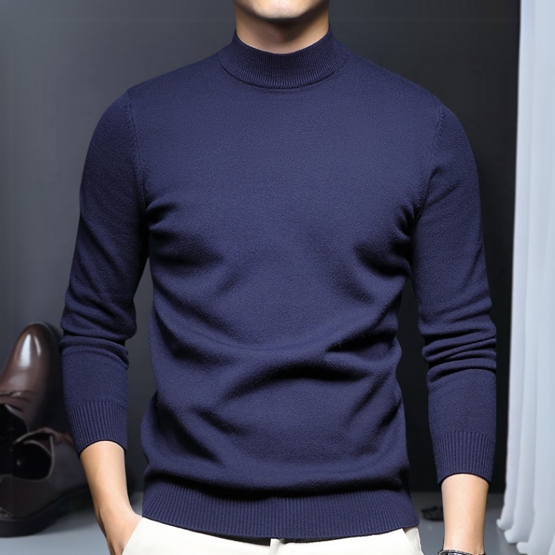 Kacob | Men's Mock Neck Jumper – Slim Fit Turtleneck Knit