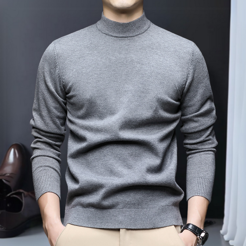 Kacob | Men's Mock Neck Jumper – Slim Fit Turtleneck Knit