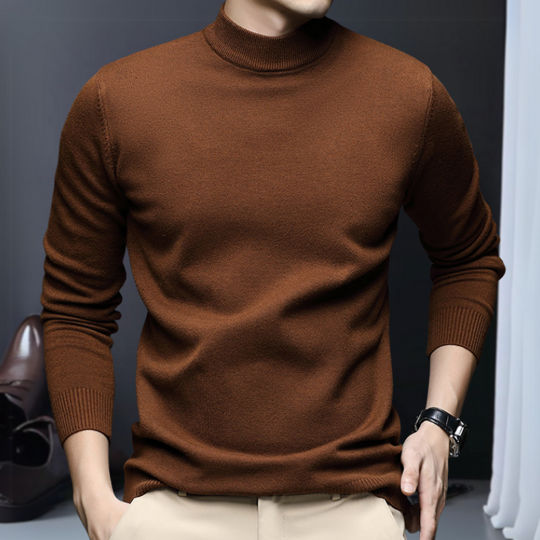 Kacob | Men's Mock Neck Jumper – Slim Fit Turtleneck Knit
