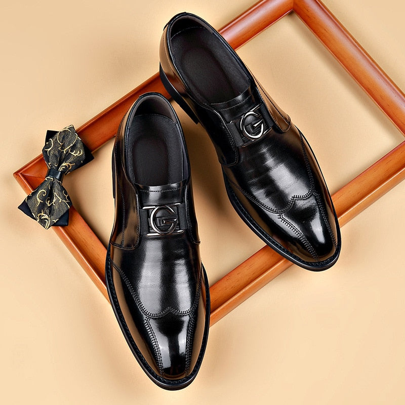 Kacob | Men's Monk Style Dress Shoes – Slip On Buckle Formal Shoes