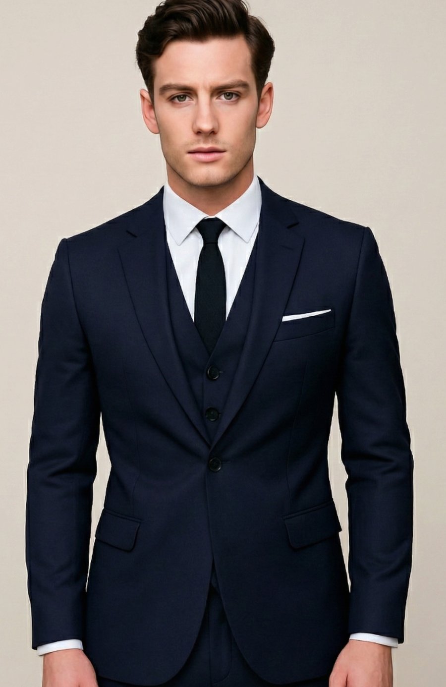 Kacob | Men's Notch Lapel Slim Fit Three Piece Suit – Wedding Suit with Waistcoat
