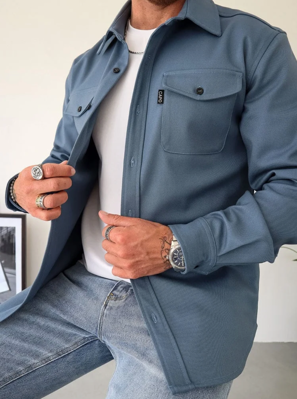 Kacob | Men's Overshirt Jacket – Button Front Chest Pocket Shacket