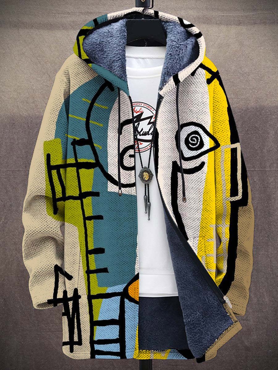 Kacob | Men's Oversized Art Print Zip Hoodie – Fleece Lined Hooded Cardigan