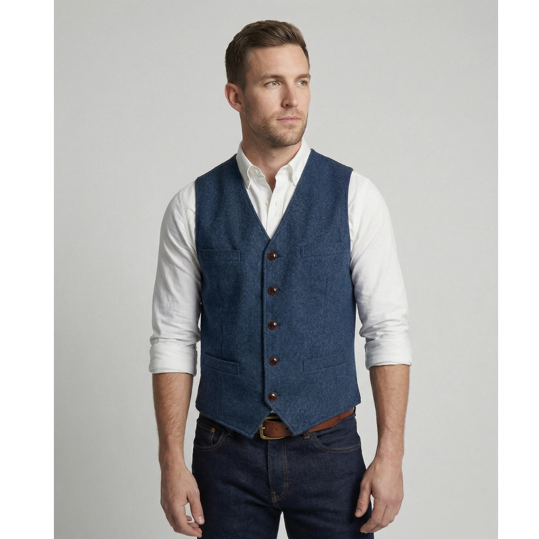 Kacob | Men's Paisley Jacquard Waistcoat – V-Neck Formal Vest